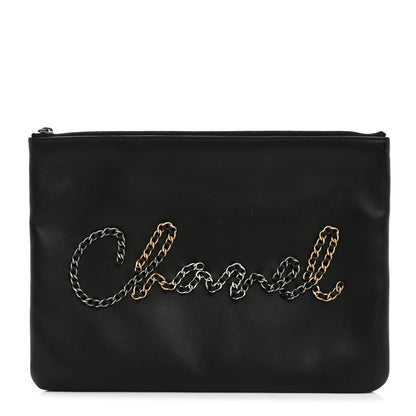 Chanel Calfskin Chain 20s Signe Medium Cosmetic Case Black 1 of 7