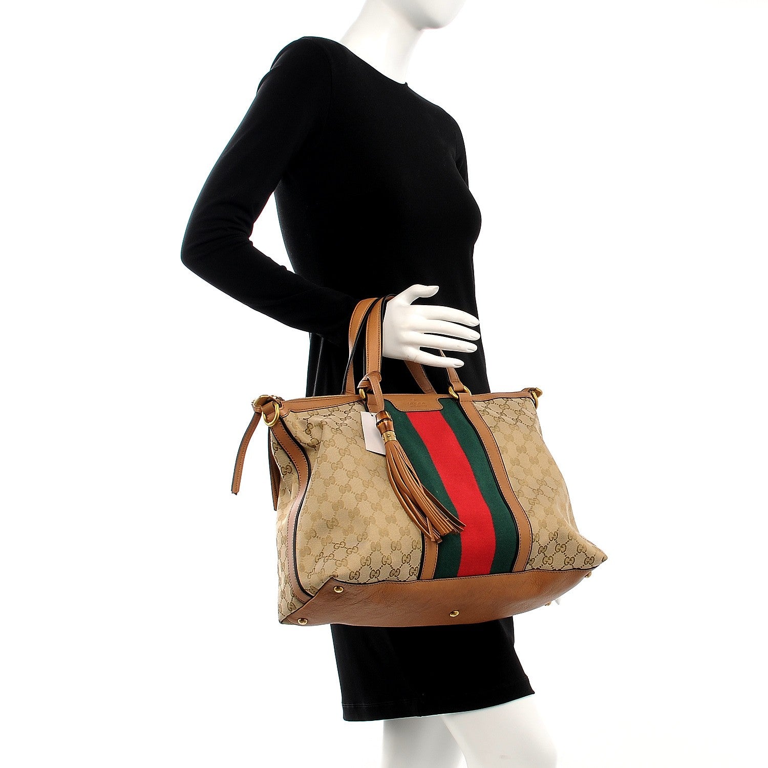 Gucci Monogram Web Medium Rania Top Handle Bag Sand 2 of 8