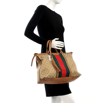 Gucci Monogram Web Medium Rania Top Handle Bag Sand 2 of 8