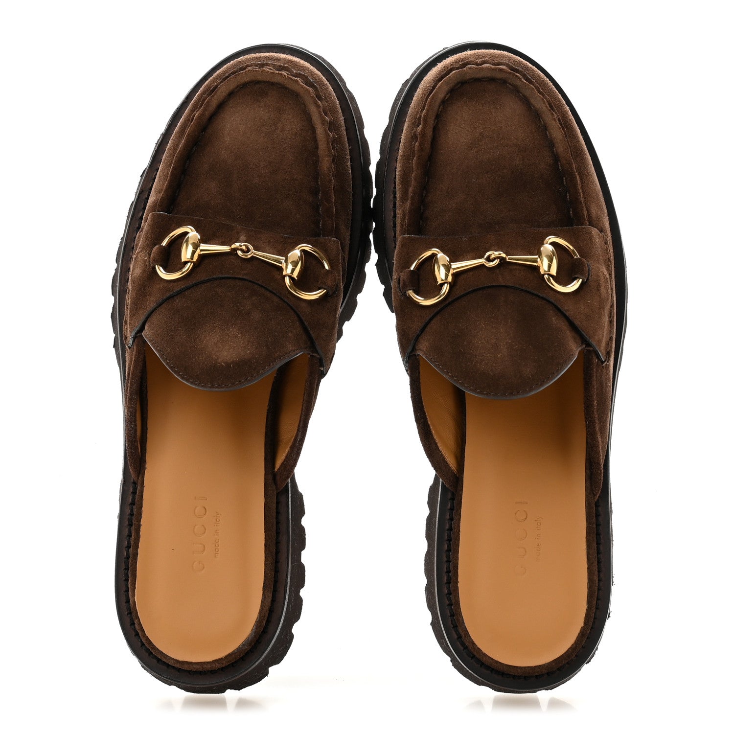 Gucci Suede Horsebit Platform Mules 37 Washed Brown 2 of 11