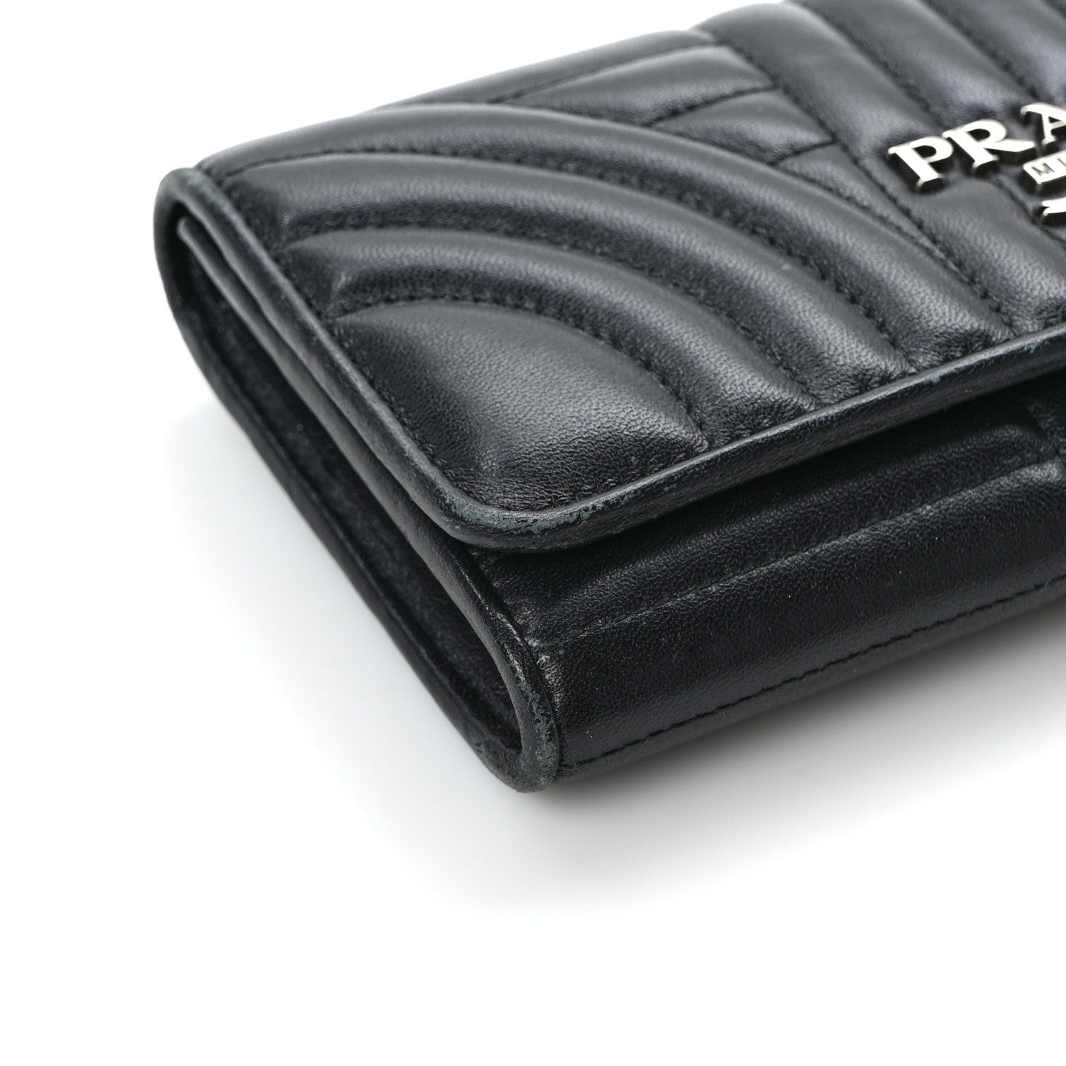 Prada Soft Calfskin Diagramme Continental Wallet Black 9 of 13