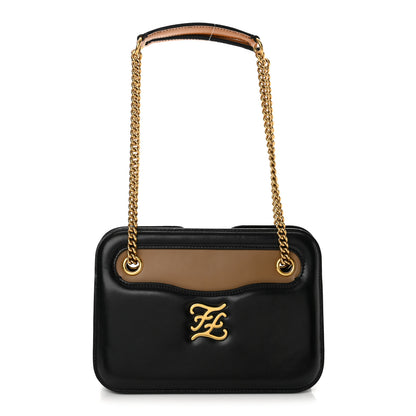 Fendi Vitello Glacier Karligraphy Pocket Shoulder Bag Black Gingerbread 1 of 10
