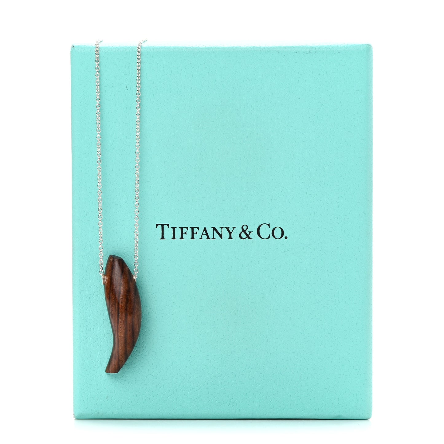 Sterling Silver Wood Frank Gehry Fish Pendant Necklace
