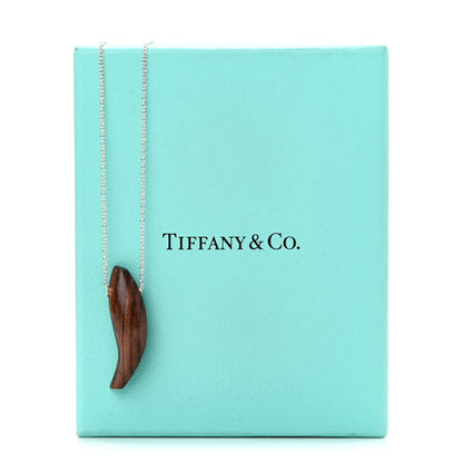 Tiffany Sterling Silver Wood Frank Gehry Fish Pendant Necklace 6 of 6