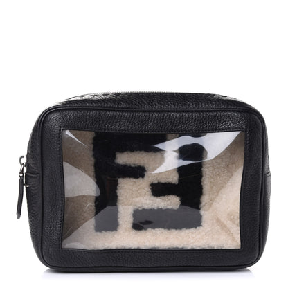 Fendi Calfskin PVC Shearling Selleria FF Camera Bag Black 1 of 4