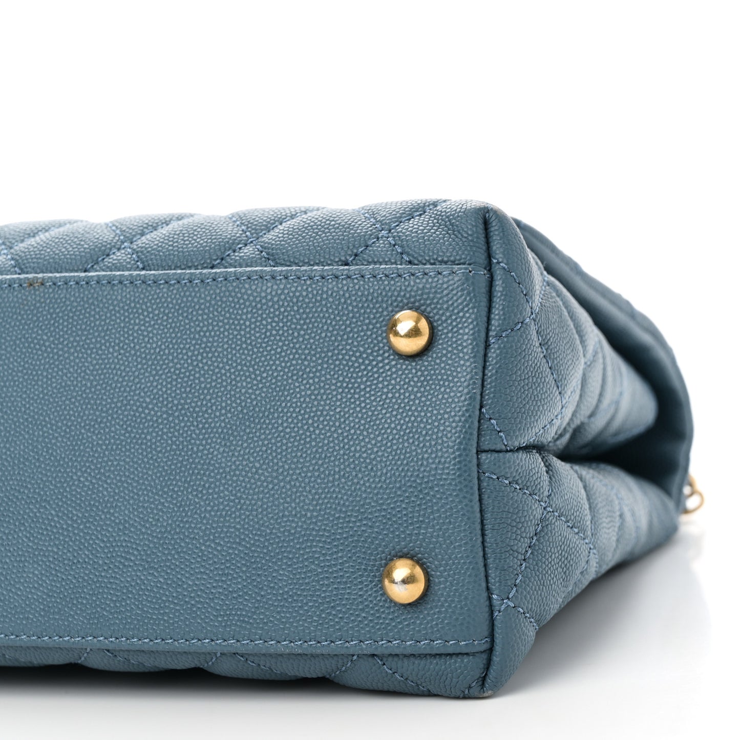 Caviar Quilted Lizard Embossed Small Coco Handle Flap Blue