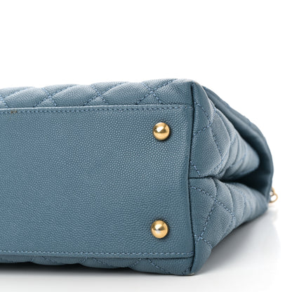 Chanel Caviar Quilted Lizard Embossed Small Coco Handle Flap Blue 10 of 10
