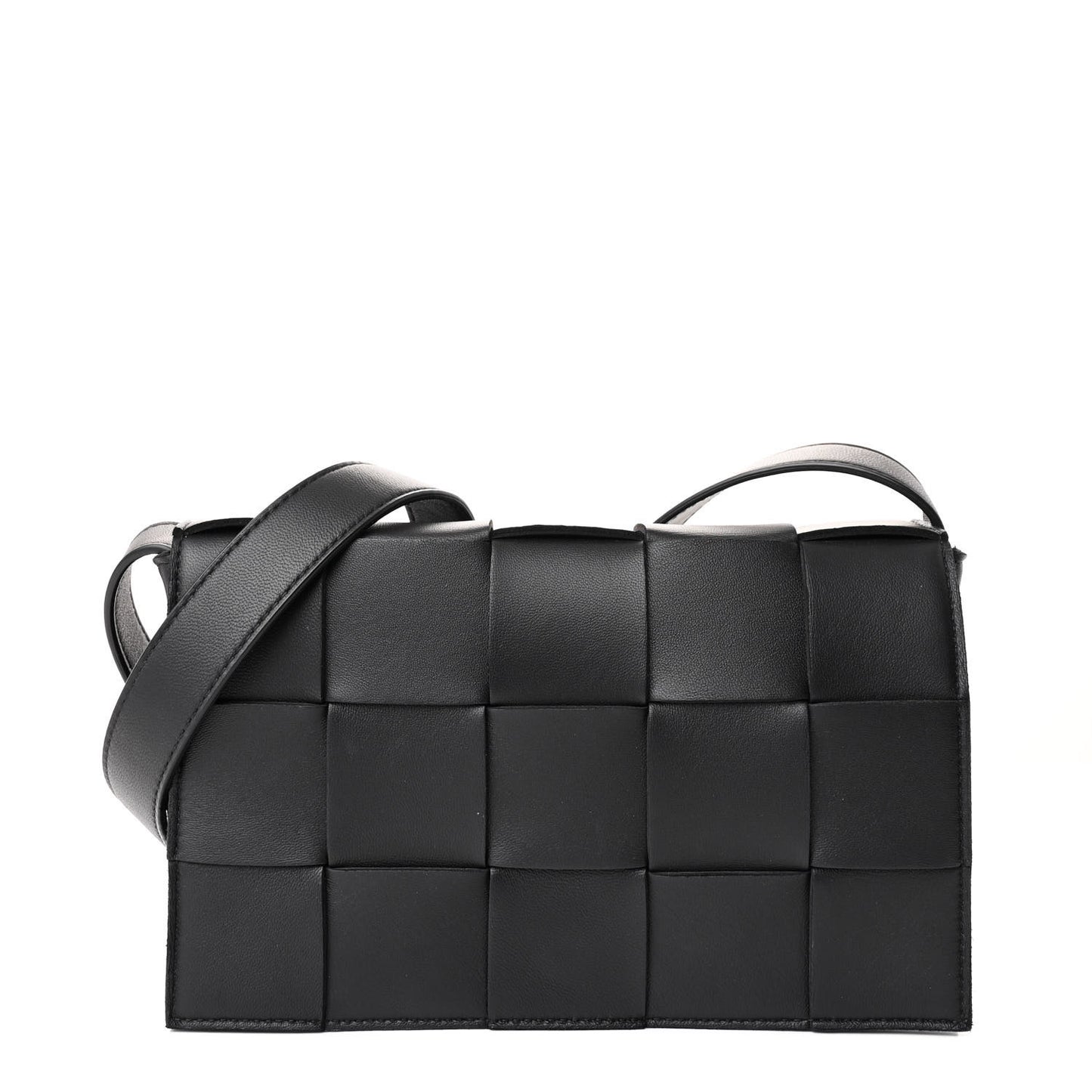 Lambskin Maxi Intrecciato Cassette Crossbody Bag Black