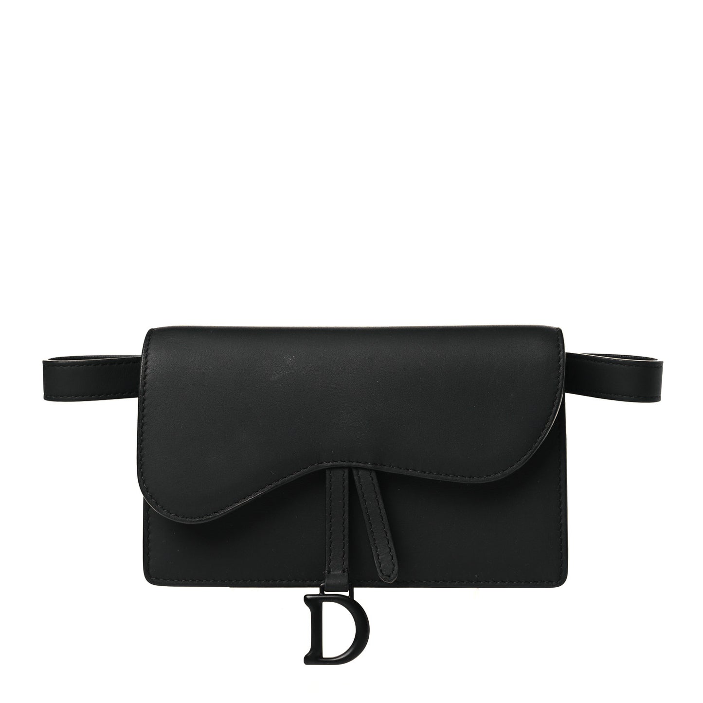 Ultra Matte Calfskin Saddle Belt Clutch Black