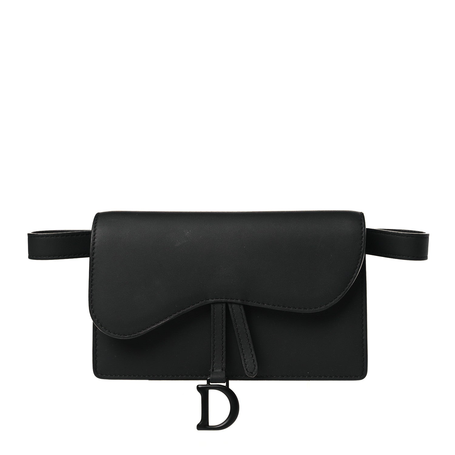 Christian Dior Ultra Matte Calfskin Saddle Belt Clutch Black 1 of 10