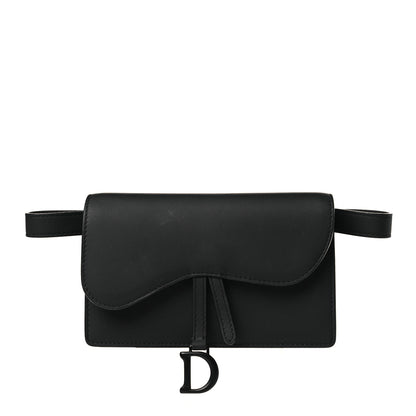 Christian Dior Ultra Matte Calfskin Saddle Belt Clutch Black 1 of 10