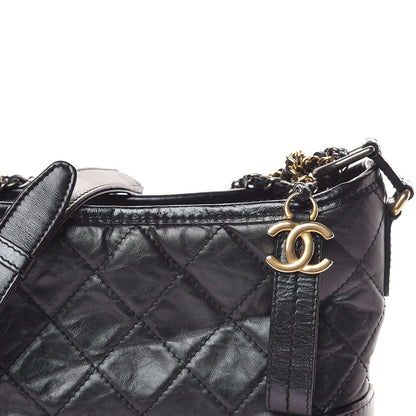 Chanel Iridescent Aged Calfskin Quilted Small Gabrielle Hobo Black 10 of 13
