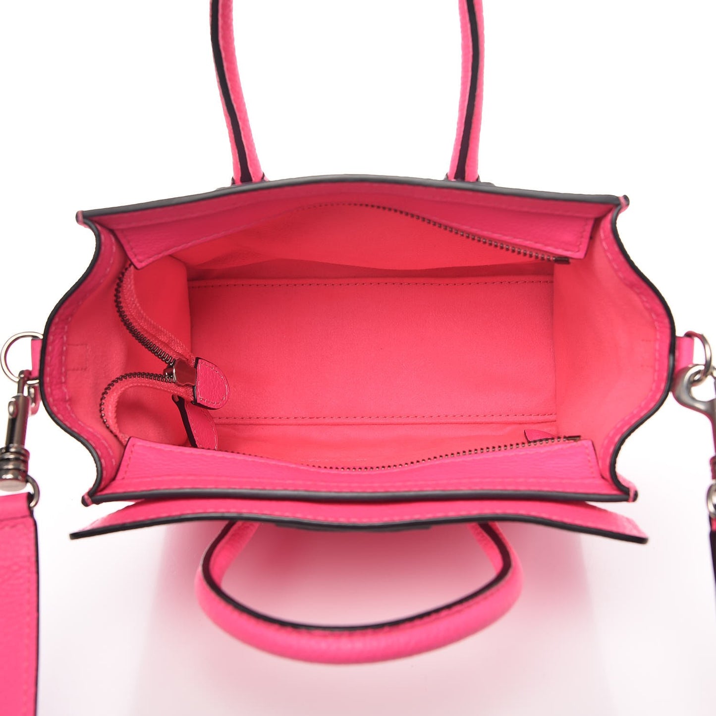 Drummed Calfskin Nano Luggage Fluo Pink