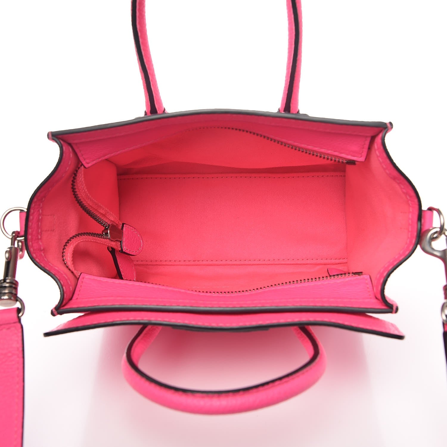 Celine Drummed Calfskin Nano Luggage Fluo Pink 5 of 9