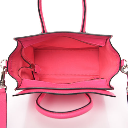 Celine Drummed Calfskin Nano Luggage Fluo Pink 5 of 9