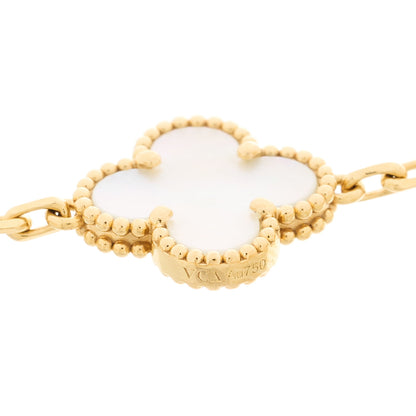 Van Cleef & Arpels 18K Yellow Gold Mother of Pearl 5 Motifs Vintage Alhambra Bracelet 4 of 4