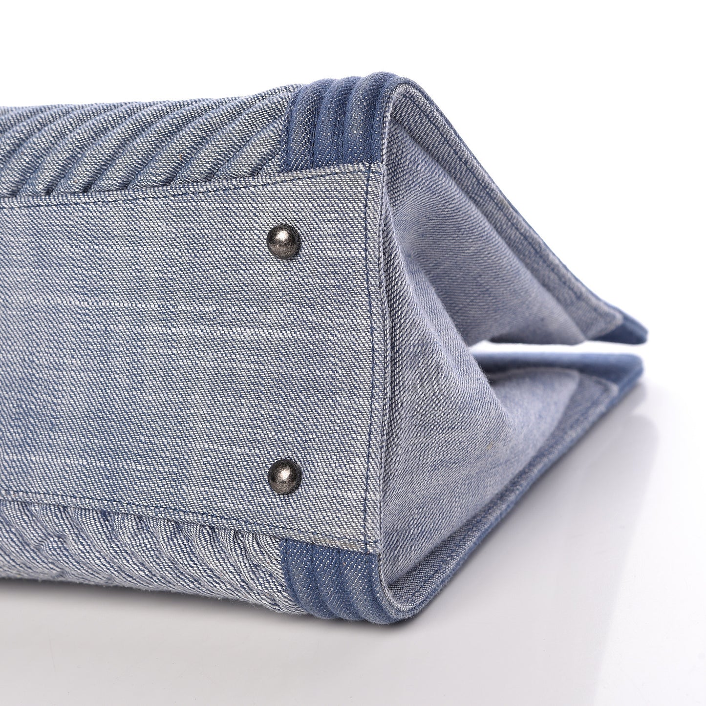 Denim Chevron Quilted Large Boy Shopping Tote Light Blue