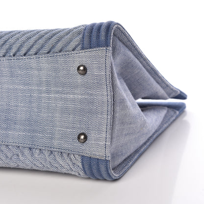Chanel Denim Chevron Quilted Large Boy Shopping Tote Light Blue 10 of 17