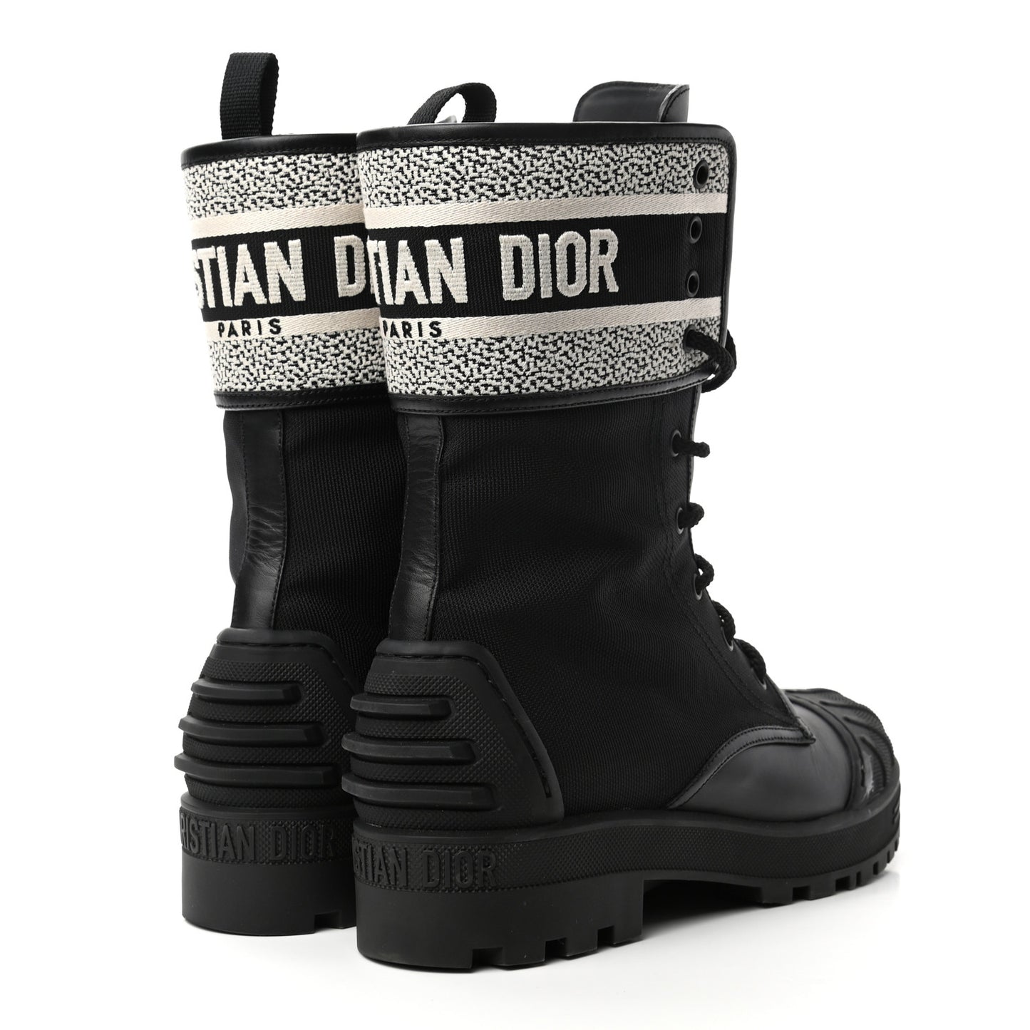 Calfskin Technical Fabric D-Major Ankle Boots 40 Black White