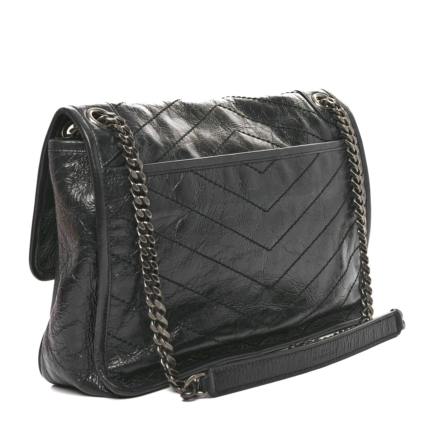 Saint Laurent Crinkled Calfskin Matelasse Monogram Medium Niki Chain Satchel Military Olive 3 of 10