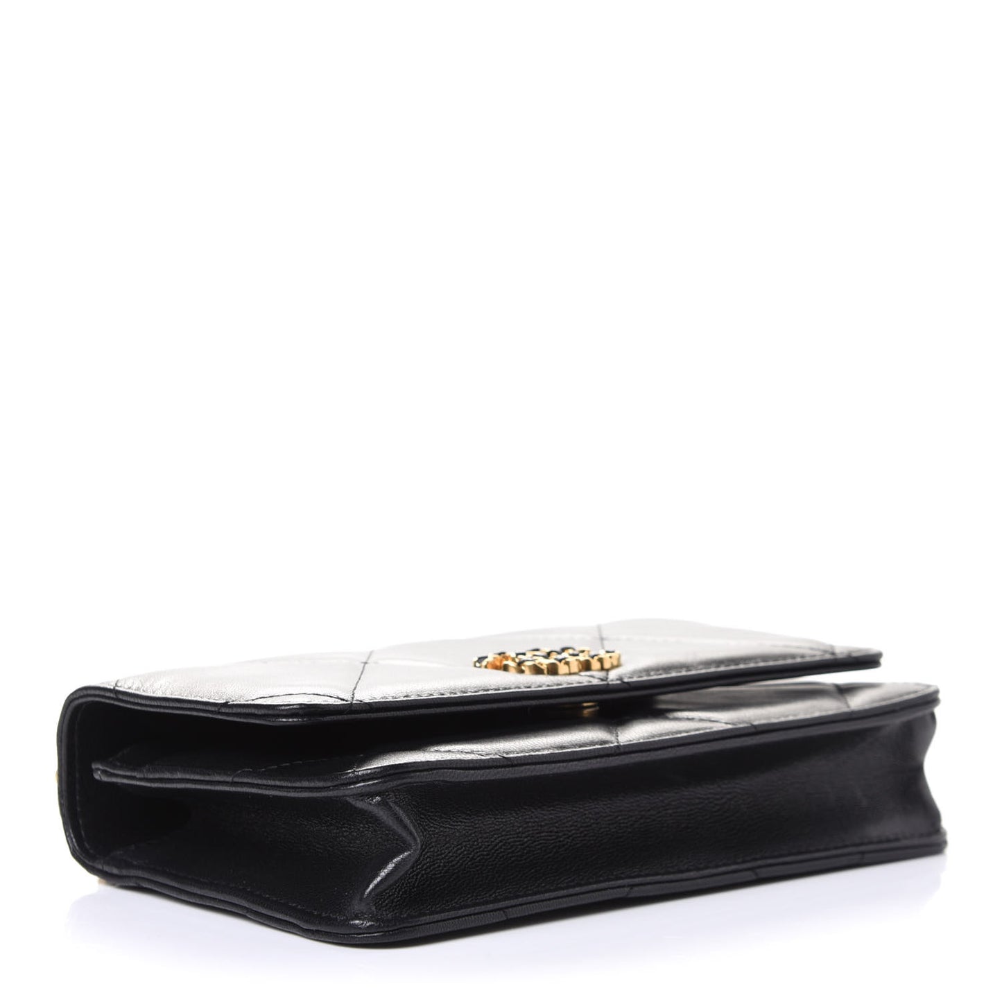 Goatskin Quilted Chanel 19 Wallet On Chain WOC Black