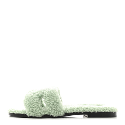 Hermes Woolskin Oran Sandals 36 Vert D'Eau 1 of 8