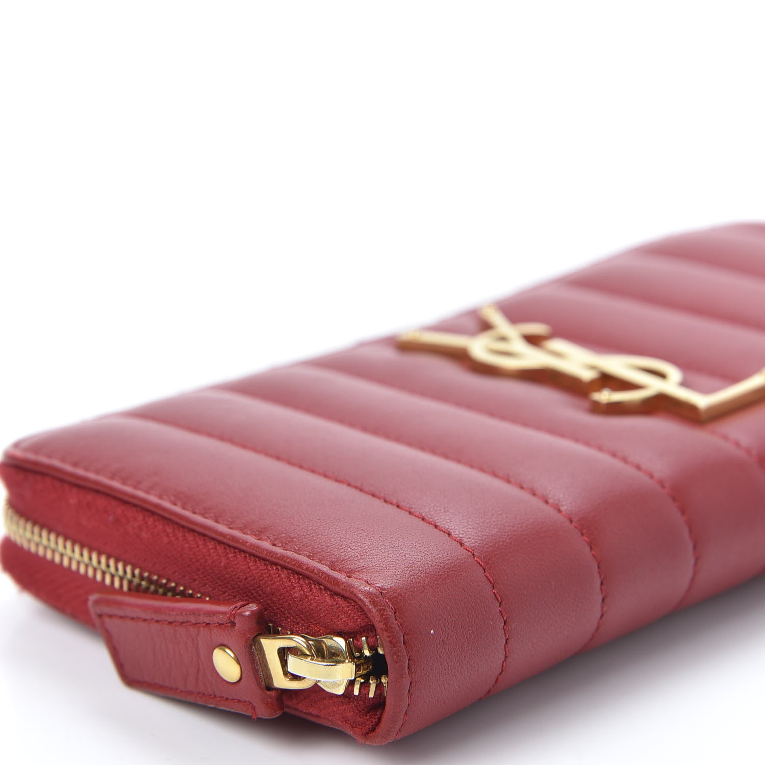 Saint Laurent Lambskin Matelasse Monogram Vicky Zip Around Wallet Rouge Eros 5 of 13