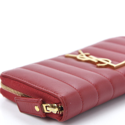 Saint Laurent Lambskin Matelasse Monogram Vicky Zip Around Wallet Rouge Eros 5 of 13