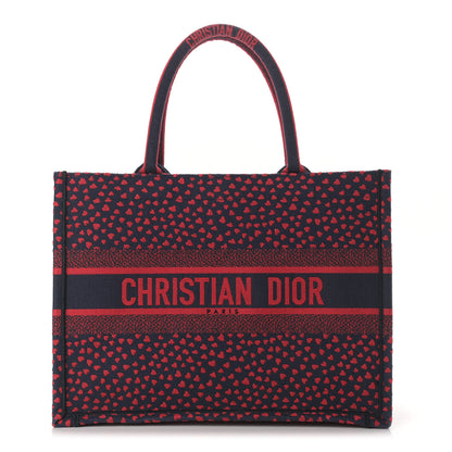 Christian Dior Canvas Embroidered Pop Heart I Love Paris Medium Book Tote Red Multicolor 1 of 14