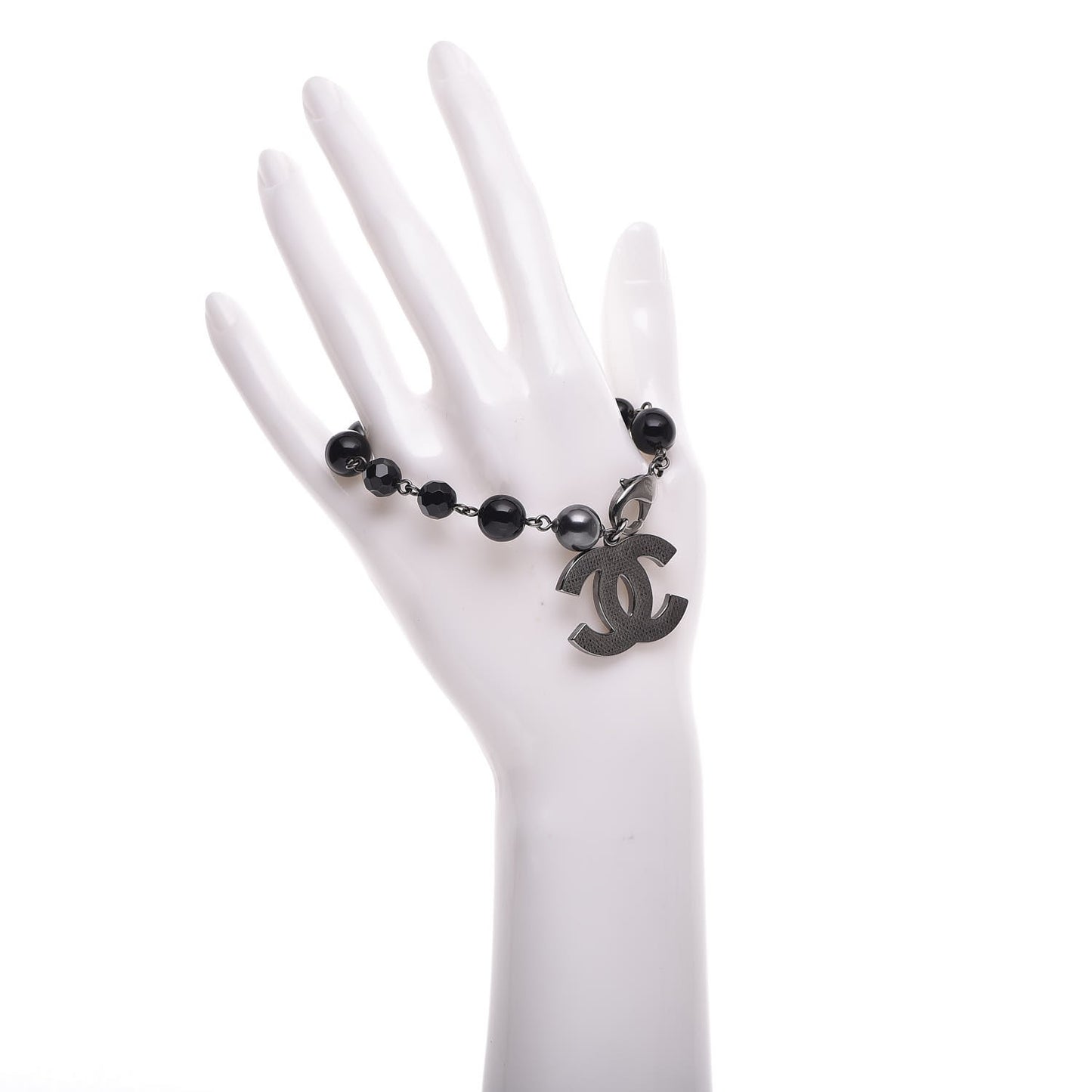 Ruthenium Bead CC Bracelet Black