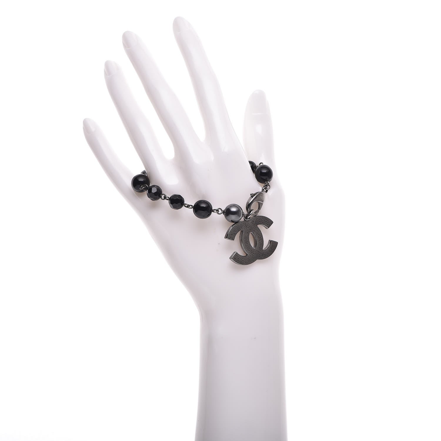 Chanel Ruthenium Bead CC Bracelet Black 2 of 4
