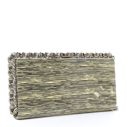 Chanel Patent Calfskin Striped Clutch Black 3 of 9