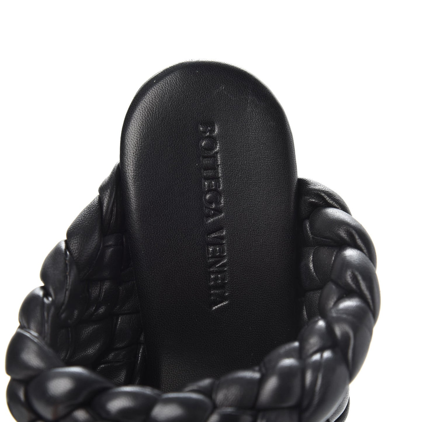 Nappa Twisted Padded Intrecciato Curve Slide Sandals 38.5 Black