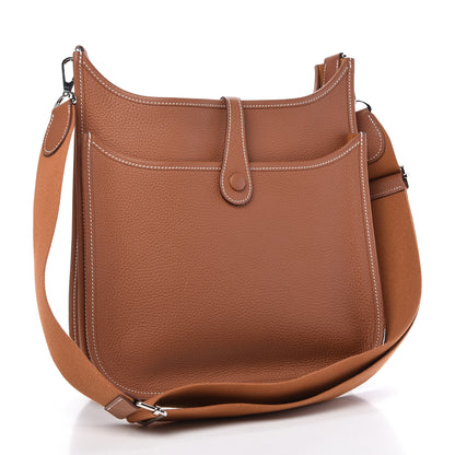 Hermes Taurillon Clemence Evelyne III PM Gold 3 of 9