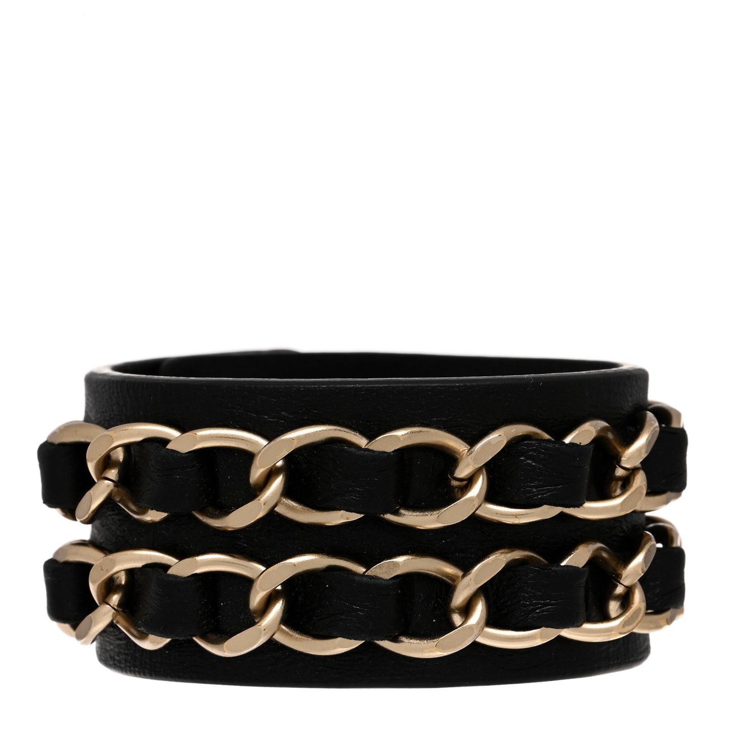 Lambskin CC Chain Turnlock Bracelet S Black