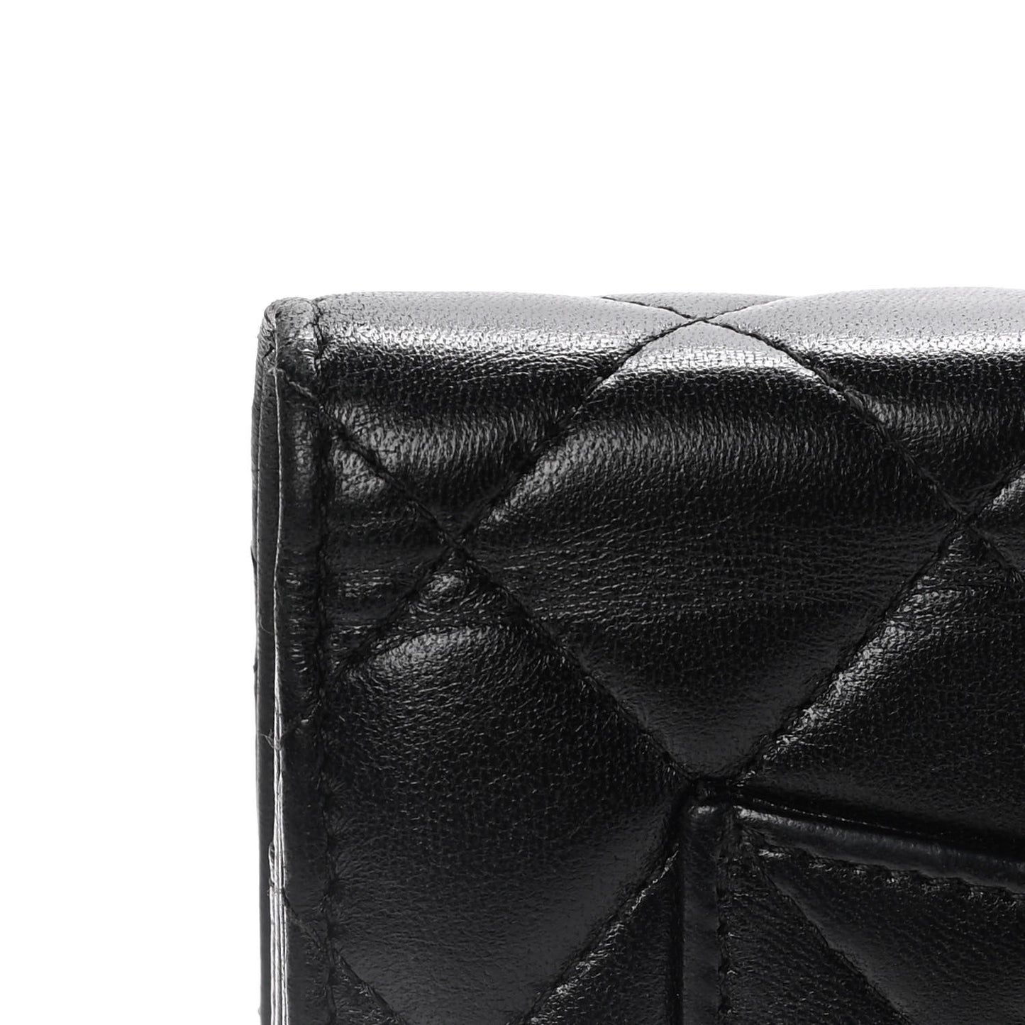 Lambskin Quilted Wallet On Chain WOC Black