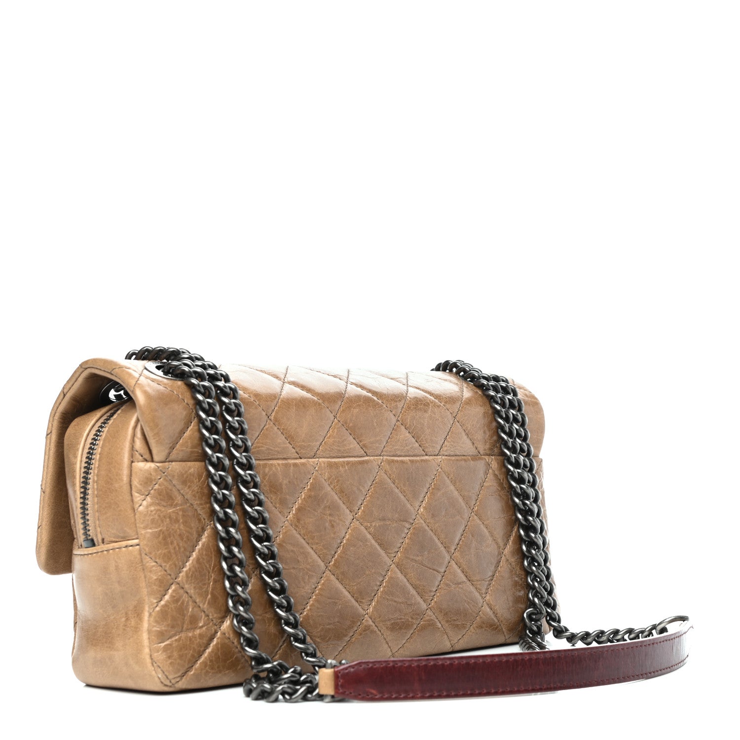 Chanel Glazed Calfskin Quilted Medium Duo Color Flap Brown 3 of 9