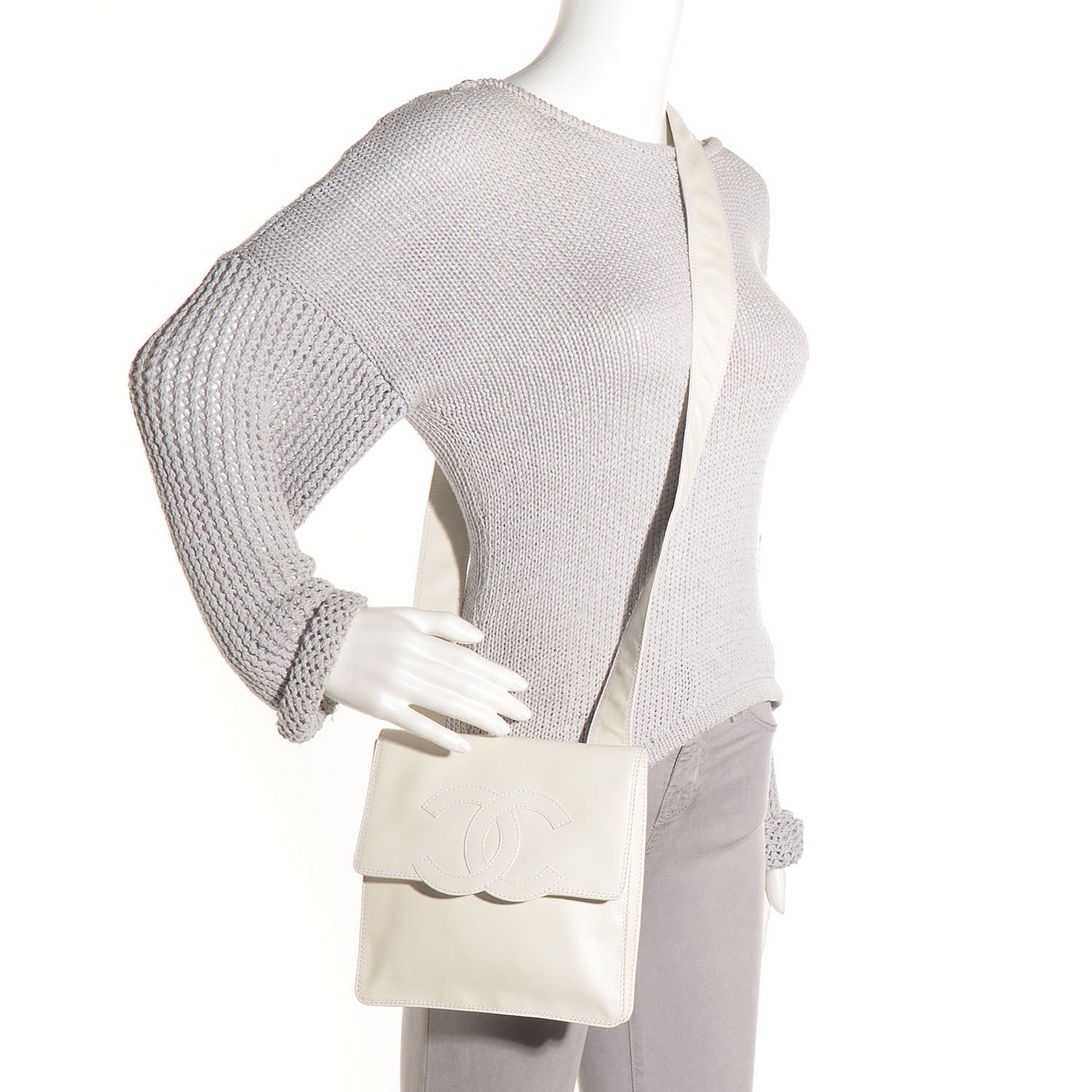 Chanel Lambskin CC Small Messenger Flap Bag White 2 of 7