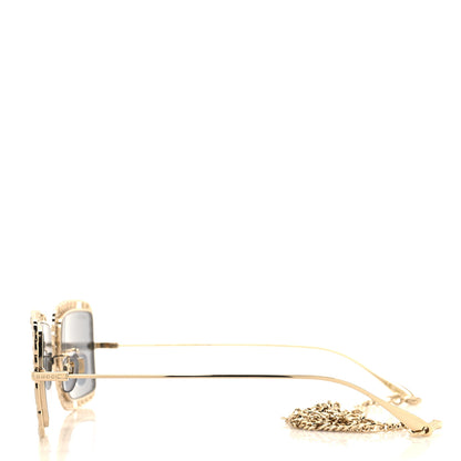 Gucci Rectangle Chain Sunglasses GG1112S Gold 3 of 9
