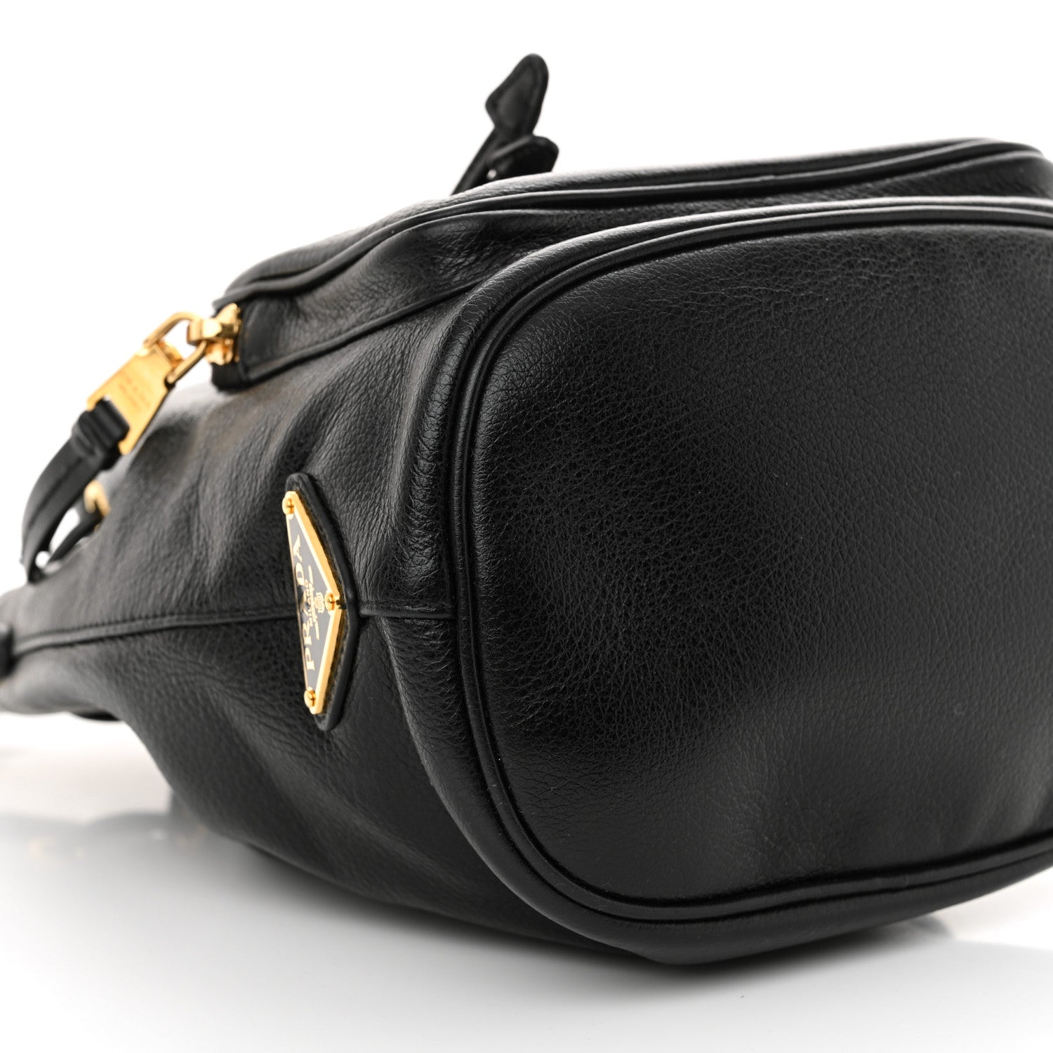 Prada Glace Calfskin Embossed Secchiello Bucket Bag Black 11 of 12