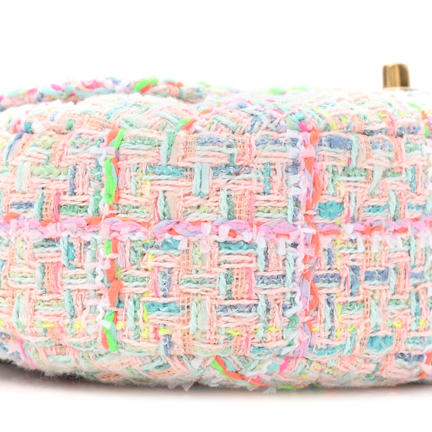 Chanel Tweed Quilted Baywatch Top Handle Flap Light Pink Green Orange Purple 10 of 10