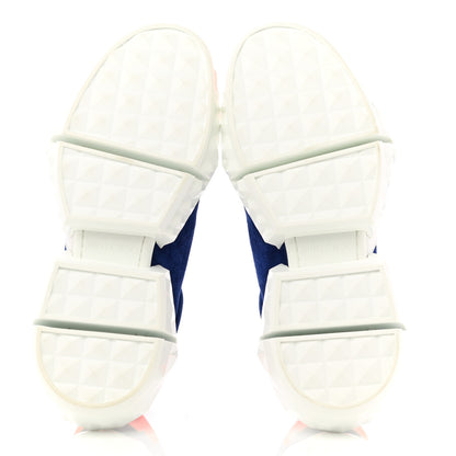 Jimmy Choo Suede Calfskin Diamond Low Top Sneaker 40 Cobalt Neon Orange 5 of 8