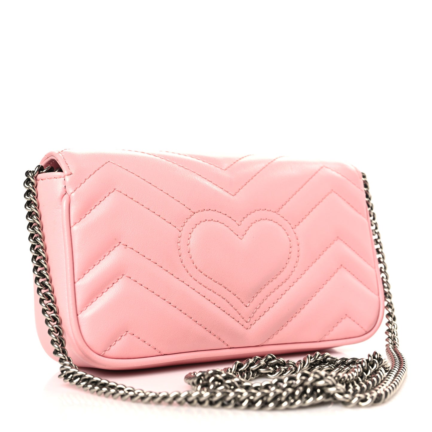 Calfskin Matelasse Super Mini GG Marmont Shoulder Bag Wild Rose