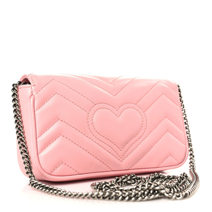 Gucci Calfskin Matelasse Super Mini GG Marmont Shoulder Bag Wild Rose 3 of 9