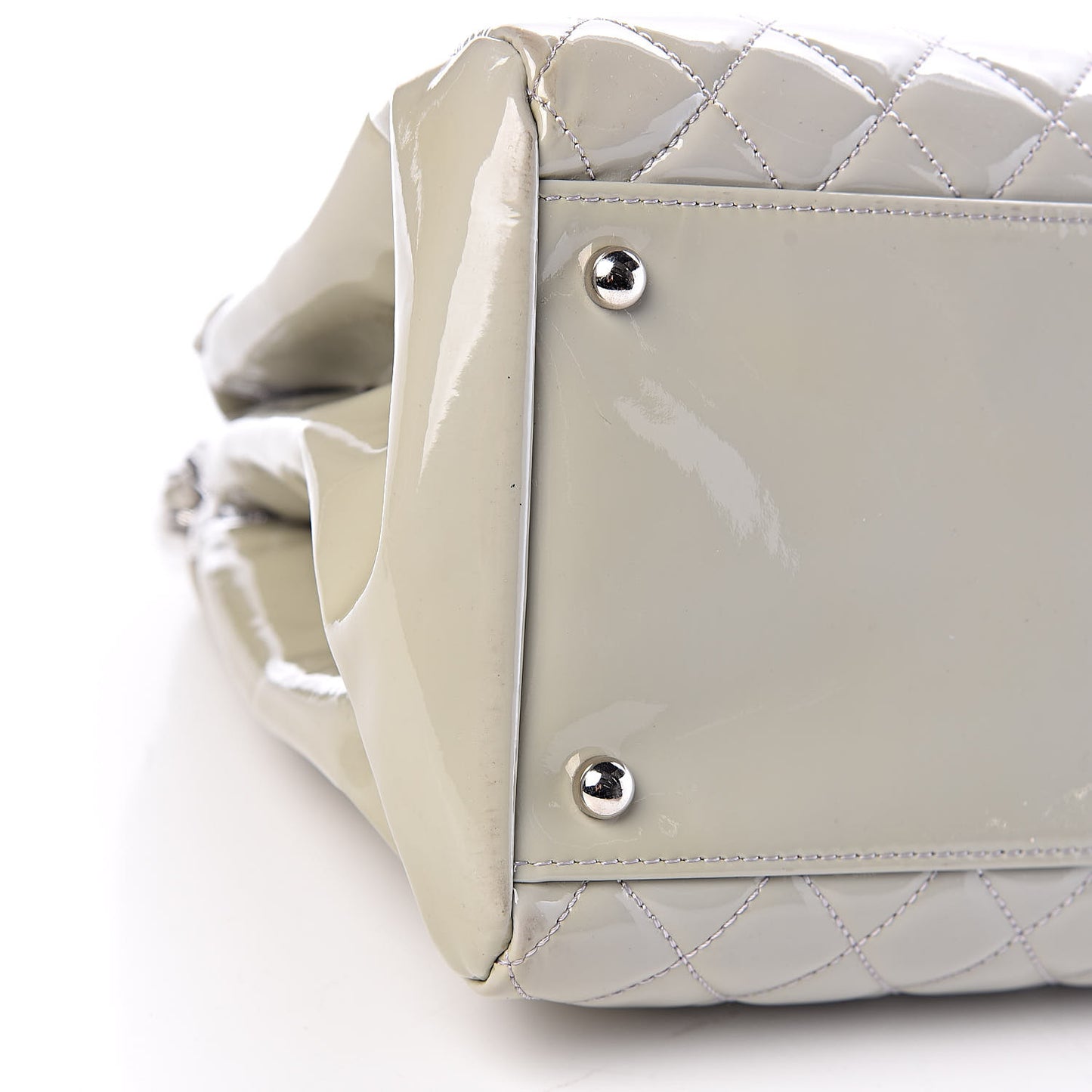 Patent Quilted Large Just Mademoiselle Bowling Bag Grey