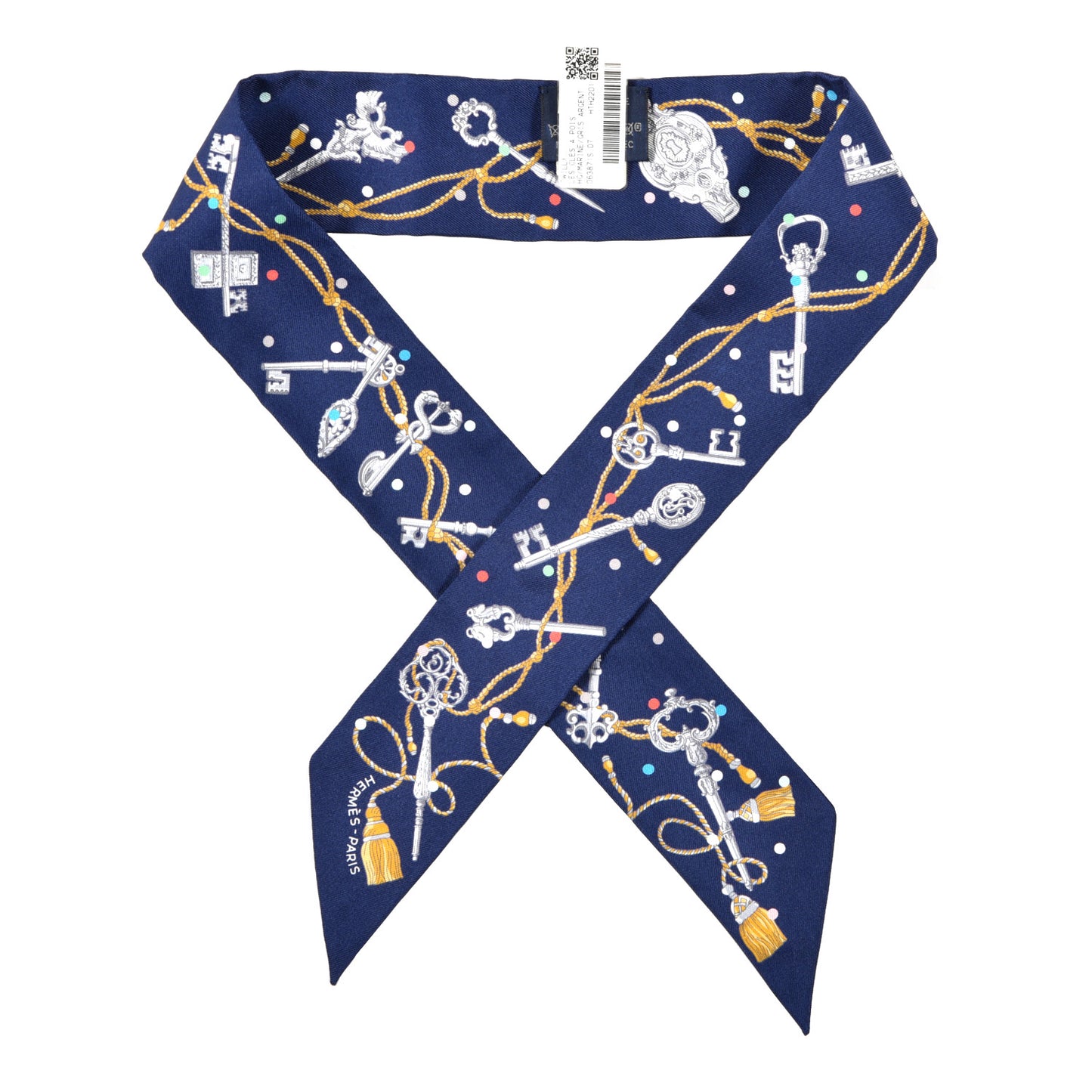 Silk Les Cles A Pois Twilly Marine Gris Argent