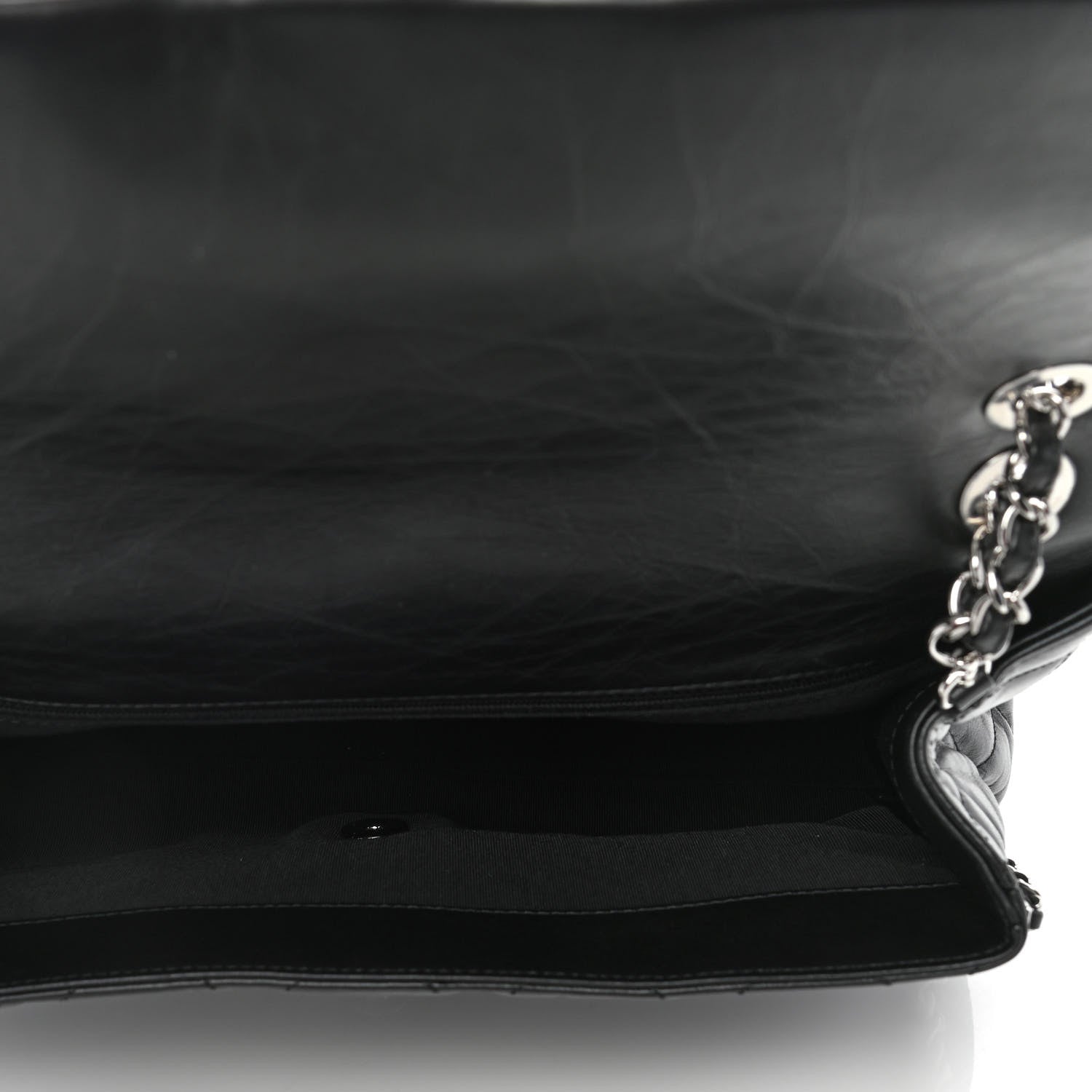 Chanel Crumpled Calfskin Quilted Large Chain All Over Flap Bag Black 5 of 11