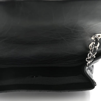 Chanel Crumpled Calfskin Quilted Large Chain All Over Flap Bag Black 5 of 11