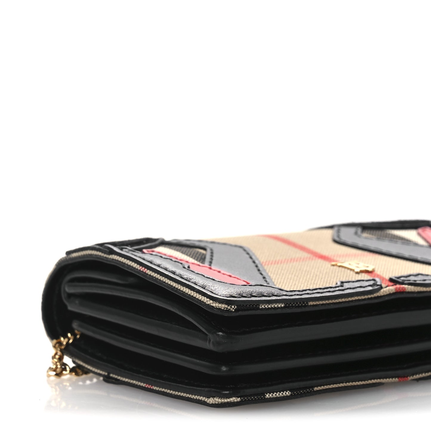 Calfskin Suede Vintage Check Jessie TB Card Case with Chain