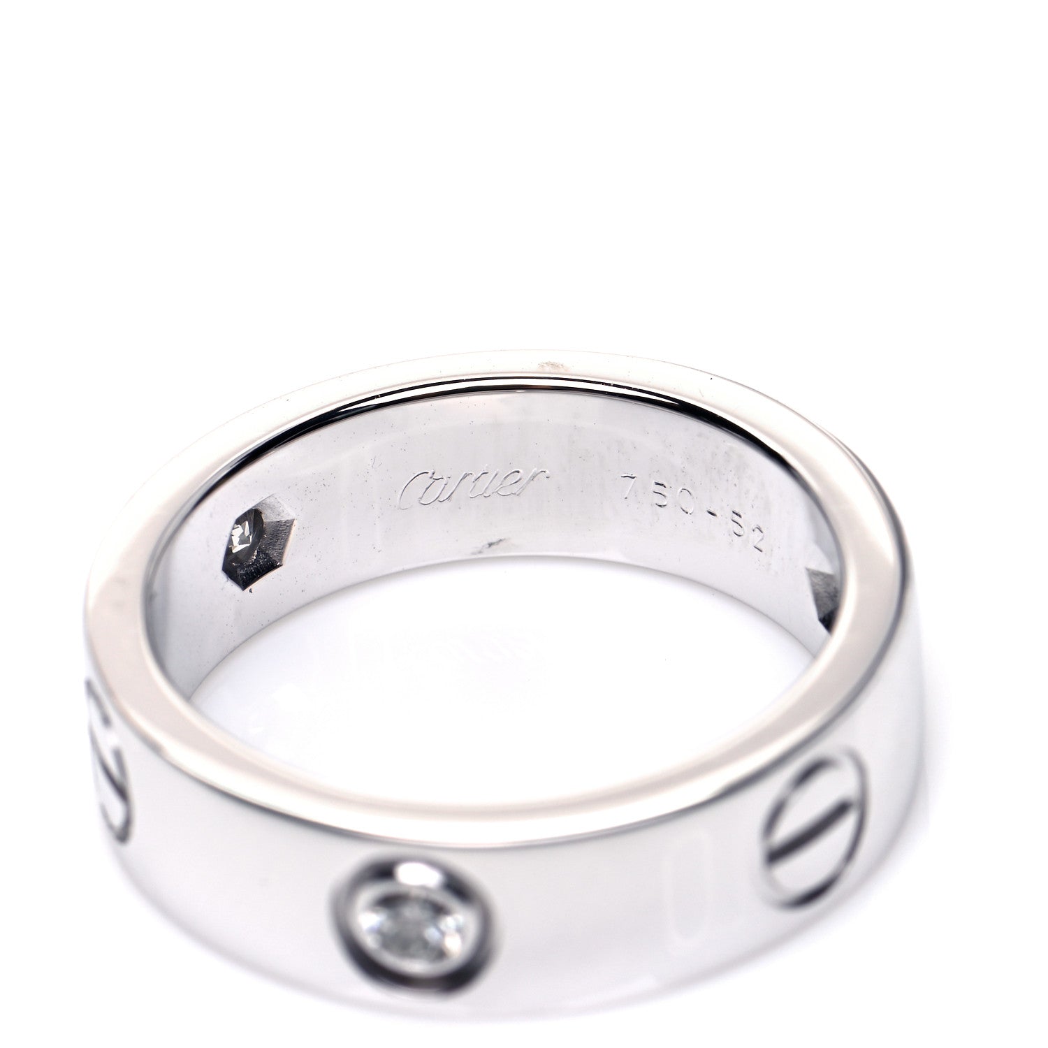 Cartier 18K White Gold 3 Diamond 5.5mm LOVE Ring 52 6 5 of 6